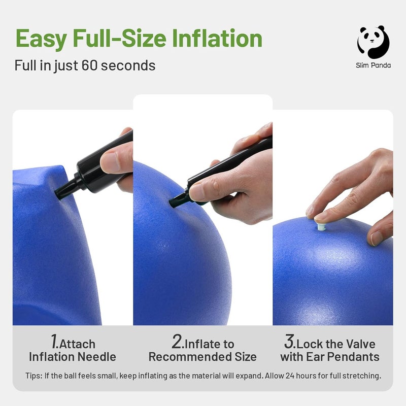 Slim Panda Pilates Ball, 9 Inch Small Exercise Ball, Anti Burst Mini Yoga Ball for Stability, Workout, Barre, Core Strength, Physical Therapy, Balance, Stretching - Image 4